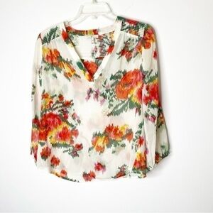 Joie Multicolor Floral V-Neck Blouse